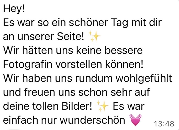 Message from a couple about a wonderful day